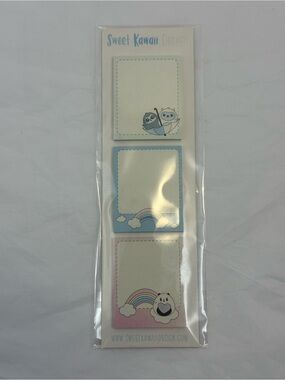 Sweet Kawaii Design Sticky Note Trio - Pastel Blue & Pink NWT